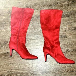 Impo Boots Anatasia Red Faux Suede High Heel Womens 9 M Zipper